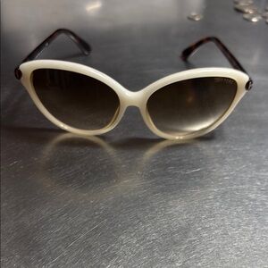 Tom Ford Cream Sunglasses with Tortoiseshell Arms.